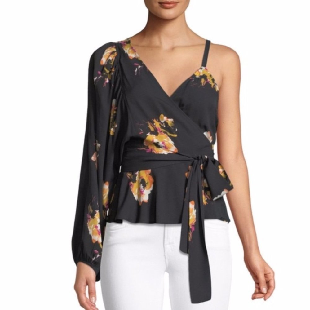 A.L.C. Mickalene One-Shoulder Floral Silk Wrap